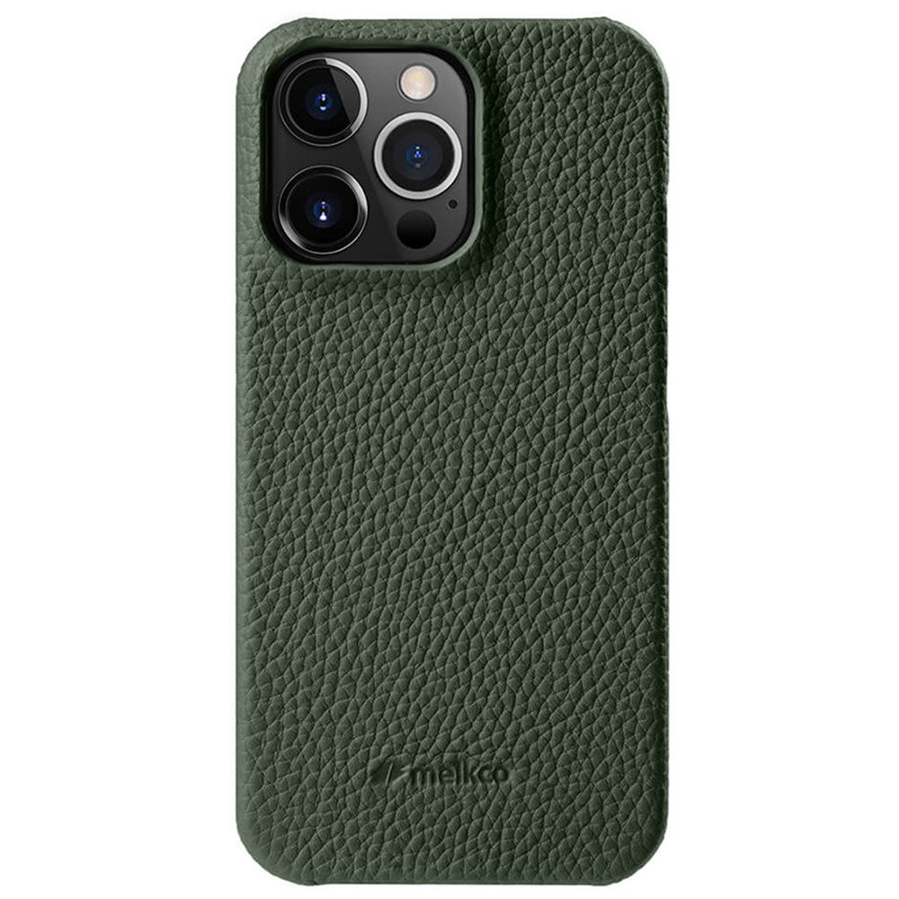 MELKCO Till iPhone 13 Pro Max 6,7 tum Stort utskuret mobilskal i äkta koläder + PC-fodral