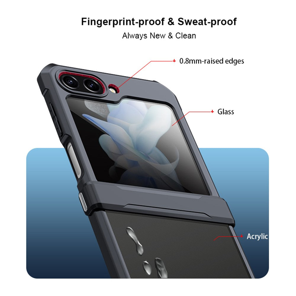 XUNDD til Samsung Galaxy Z Flip5 5G Akryl+TPU Telefoncover med Glas+Beskyttelsesbarre