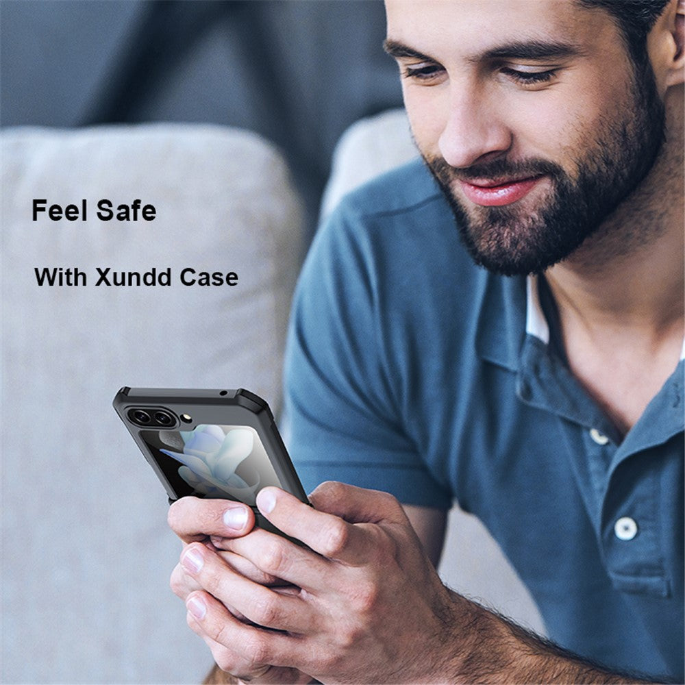 XUNDD til Samsung Galaxy Z Flip5 5G Akryl+TPU Telefoncover med Glas+Beskyttelsesbarre