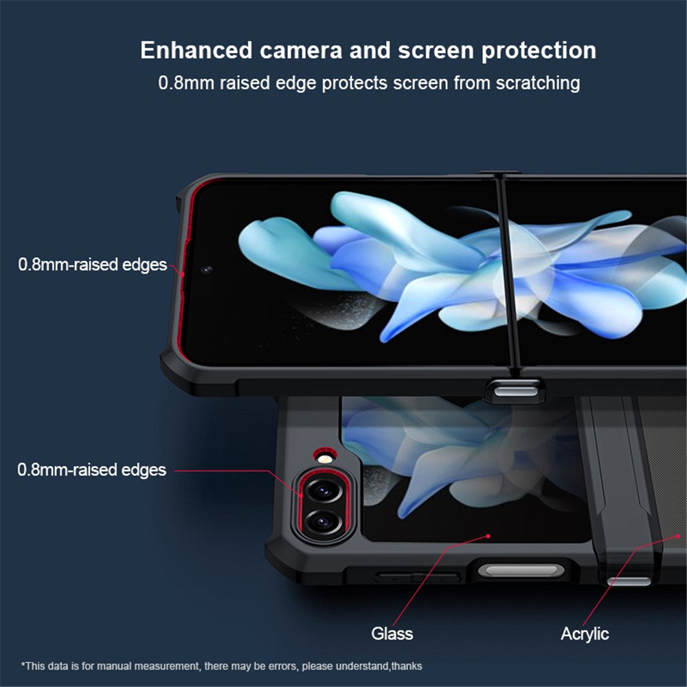 XUNDD til Samsung Galaxy Z Flip5 5G Akryl+TPU Telefoncover med Glas+Beskyttelsesbarre