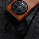 MELKCO For Xiaomi 13 Ultra Protective Case Genuine Cow Leather+Microfiber Leather+PC Waxy Texture Phone Cover