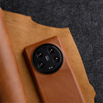MELKCO For Xiaomi 13 Ultra Protective Case Genuine Cow Leather+Microfiber Leather+PC Waxy Texture Phone Cover