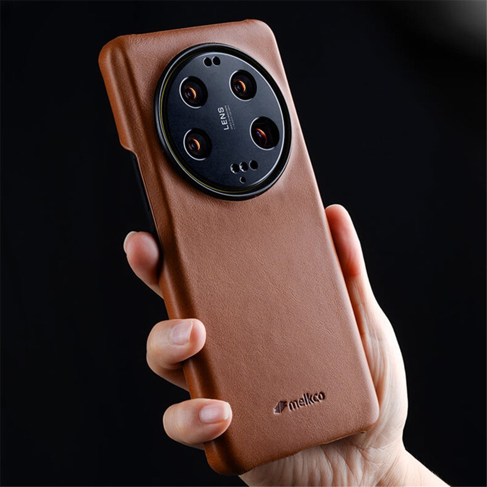 MELKCO Skyddsskal För Xiaomi 13 Ultra Äkta Koläder + Mikrofiberläder + PC Vaxartad Textur mobilskal