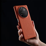 MELKCO For Oppo Find X6 Pro Hard Cover Genuine Cow Leather Coated PC Incomplete Phone Shell