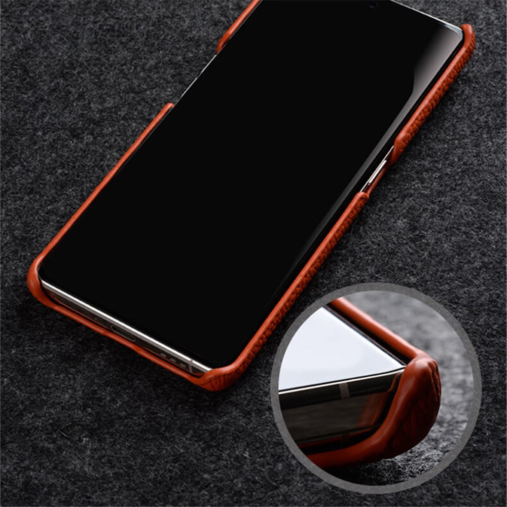 MELKCO For Oppo Find X6 Pro Hard Cover Genuine Cow Leather Coated PC Incomplete Phone Shell