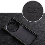 MELKCO For Oppo Find X6 Pro Hard Cover Genuine Cow Leather Coated PC Incomplete Phone Shell