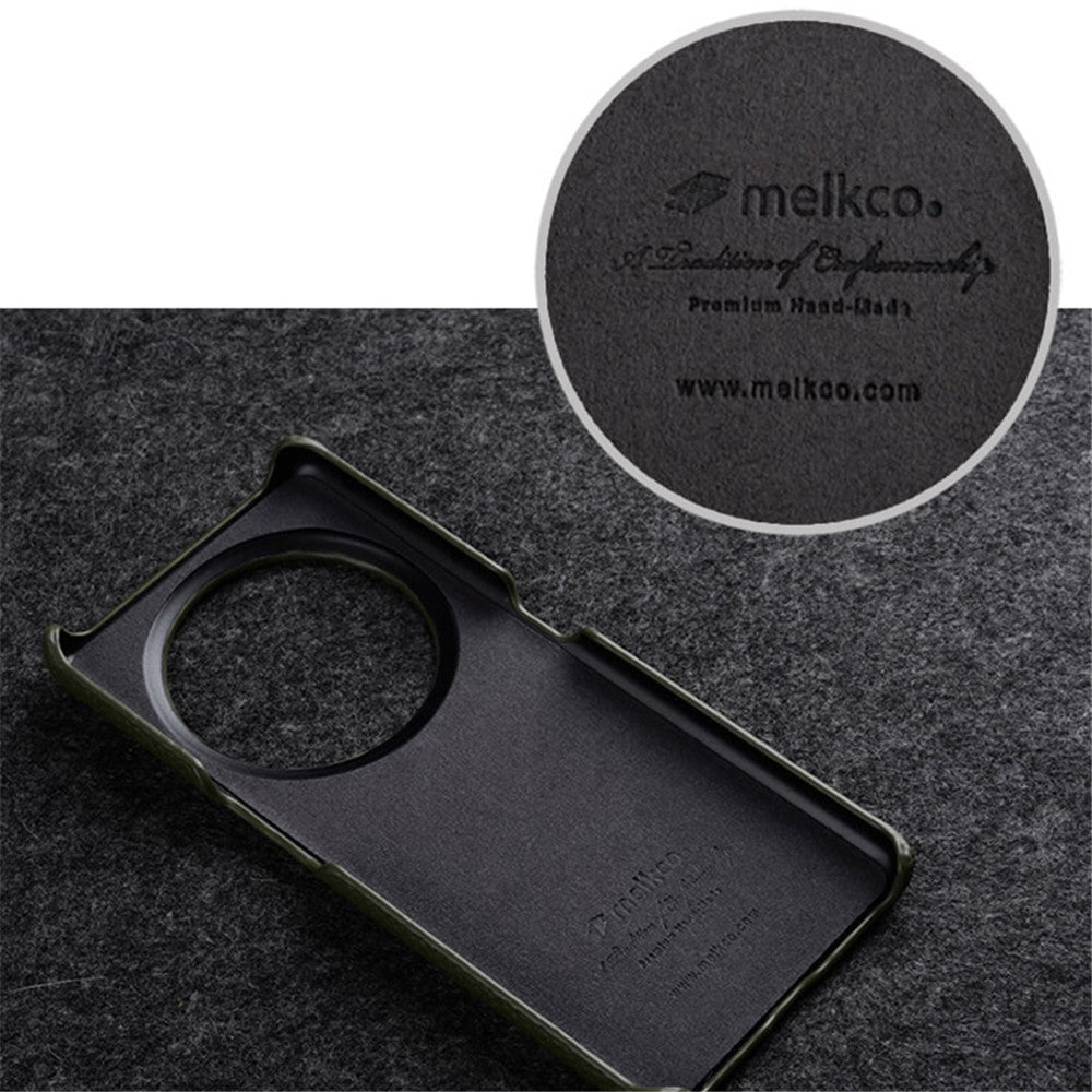 MELKCO For Oppo Find X6 Pro Hard Cover Genuine Cow Leather Coated PC Incomplete Phone Shell