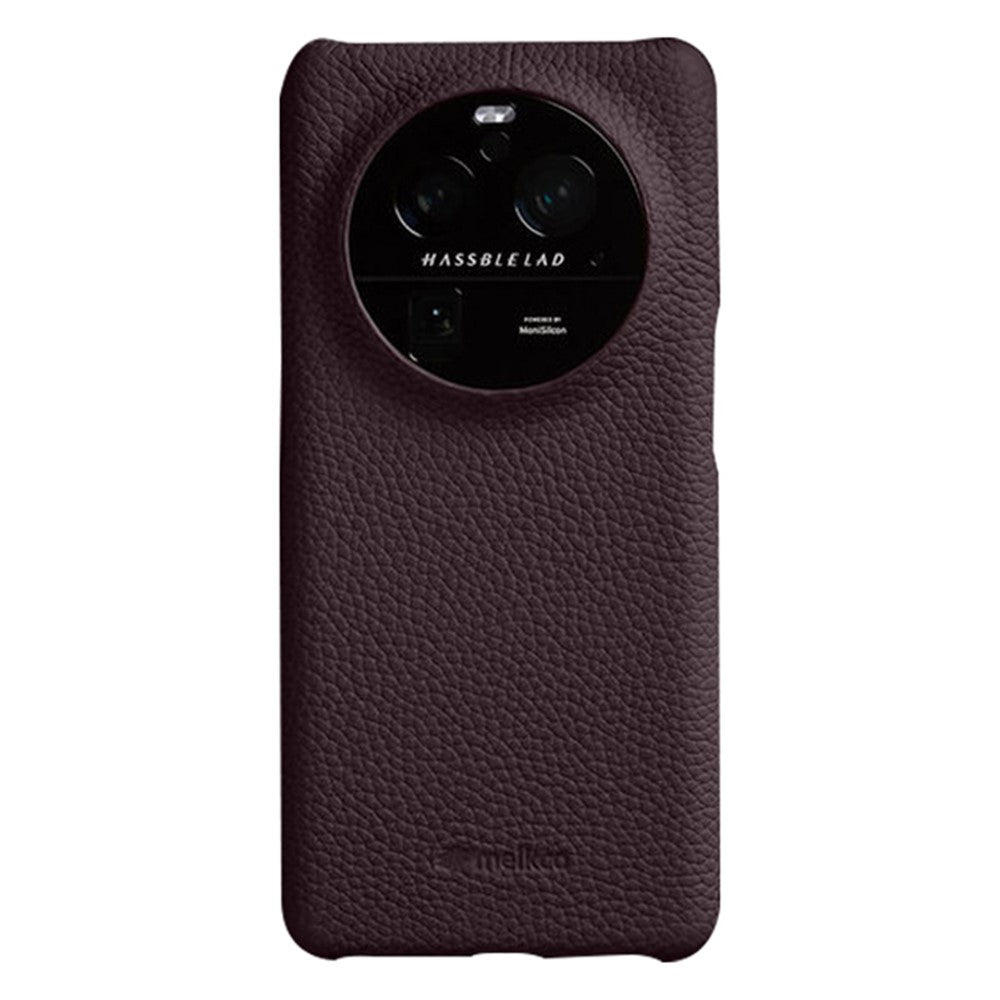 MELKCO For Oppo Find X6 Pro Hard Cover Genuine Cow Leather Coated PC Incomplete Phone Shell