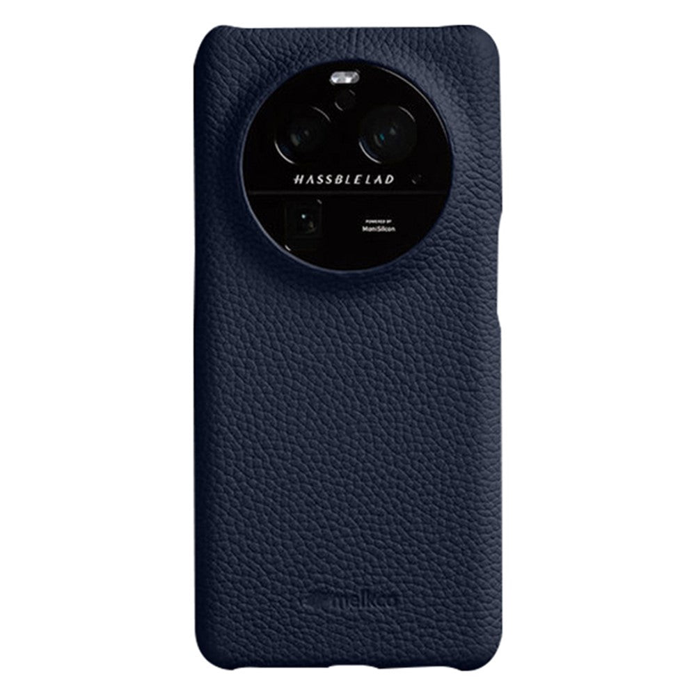 MELKCO For Oppo Find X6 Pro Hard Cover Genuine Cow Leather Coated PC Incomplete Phone Shell