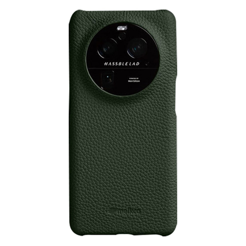 MELKCO For Oppo Find X6 Pro Hard Cover Genuine Cow Leather Coated PC Incomplete Phone Shell