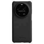 MELKCO For Oppo Find X6 Pro Hard Cover Genuine Cow Leather Coated PC Incomplete Phone Shell