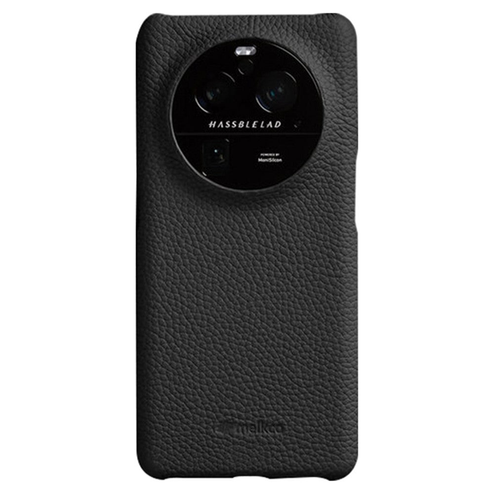 MELKCO For Oppo Find X6 Pro Hard Cover Genuine Cow Leather Coated PC Incomplete Phone Shell