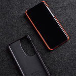 MELKCO Hard Cover for Huawei P60 Art Genuine Cow Leather Coated PC Incomplete Phone Shell