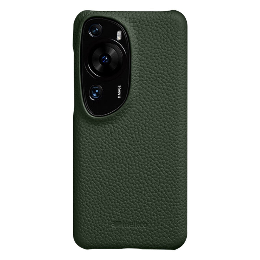 MELKCO Hard Cover for Huawei P60 Art Genuine Cow Leather Coated PC Incomplete Phone Shell