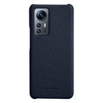 MELKCO Back Cover for Xiaomi 12 5G / 12X 5G / 12S 5G , Genuine Cow Leather Coated PC Incomplete Phone Case