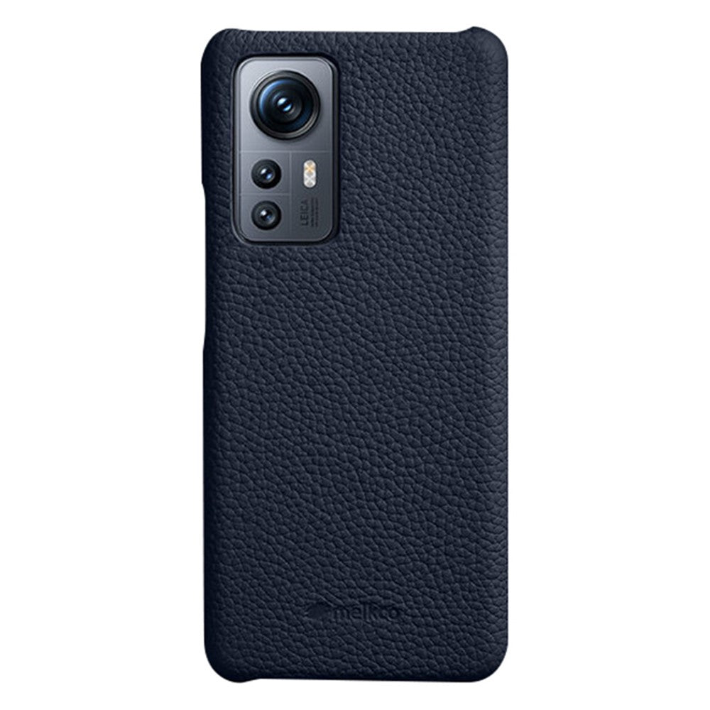 MELKCO Back Cover for Xiaomi 12 5G / 12X 5G / 12S 5G , Genuine Cow Leather Coated PC Incomplete Phone Case