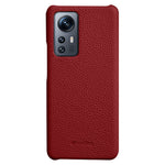 MELKCO Back Cover for Xiaomi 12 5G / 12X 5G / 12S 5G , Genuine Cow Leather Coated PC Incomplete Phone Case