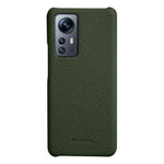MELKCO Back Cover for Xiaomi 12 5G / 12X 5G / 12S 5G , Genuine Cow Leather Coated PC Incomplete Phone Case