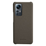 MELKCO Back Cover for Xiaomi 12 5G / 12X 5G / 12S 5G , Genuine Cow Leather Coated PC Incomplete Phone Case