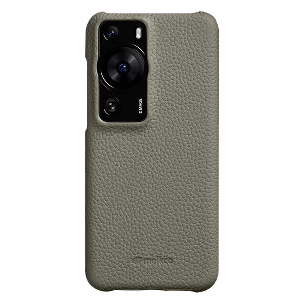 MELKCO Fallskyddsfodral för Huawei P60 / P60 Pro Äkta Koläder Belagt PC Ofullständigt mobilskal