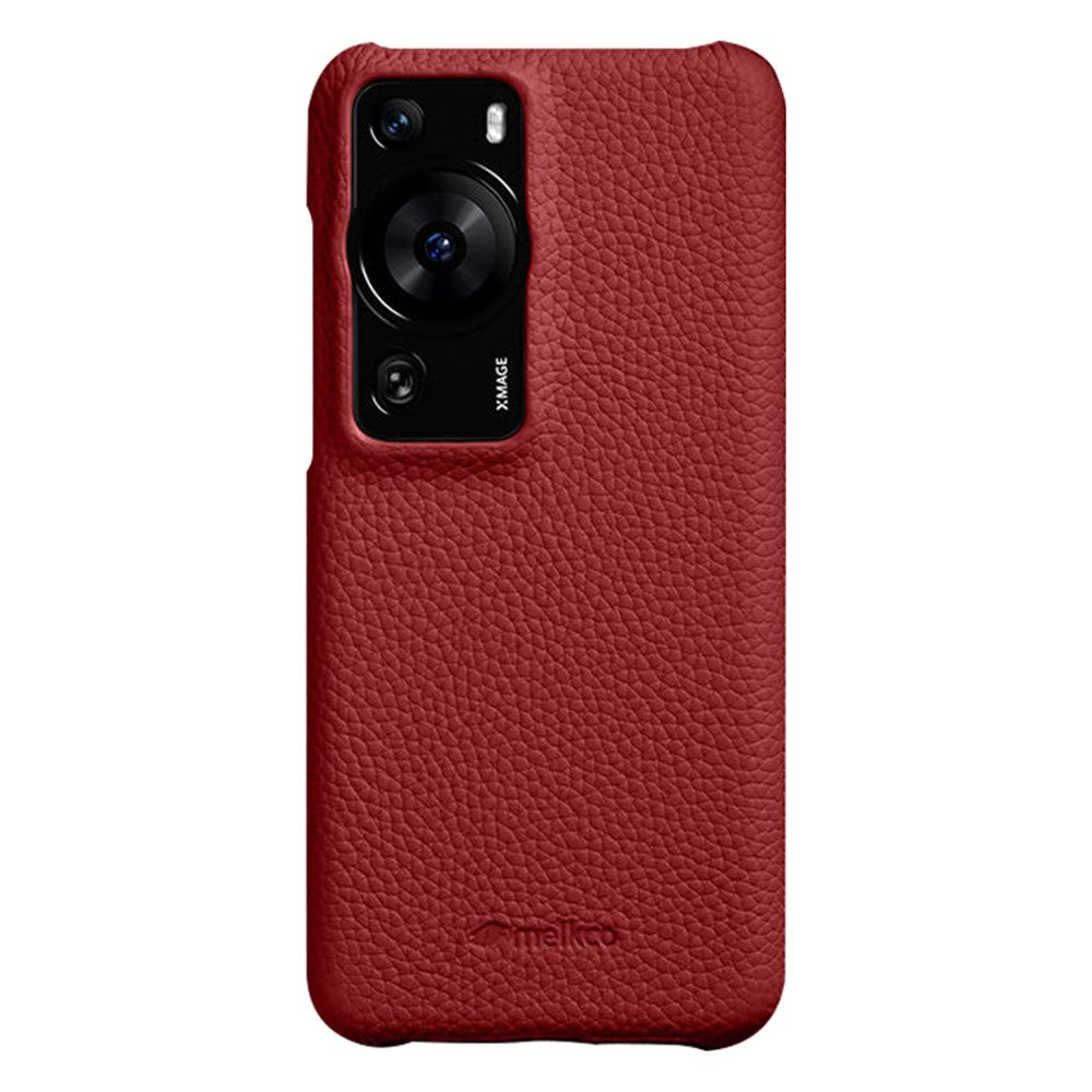 MELKCO Fallskyddsfodral för Huawei P60 / P60 Pro Äkta Koläder Belagt PC Ofullständigt mobilskal