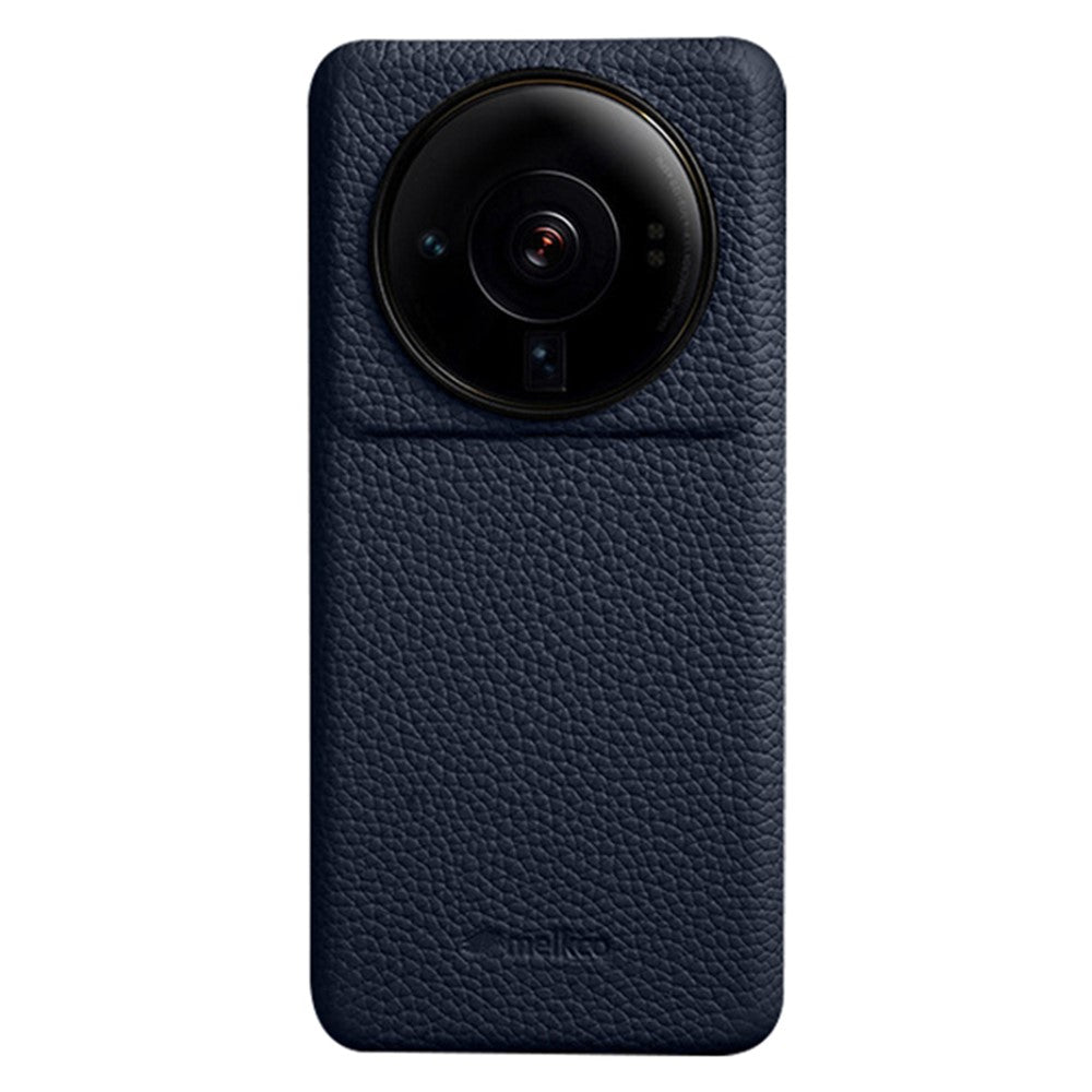 MELKCO Shock-absorbing Cover for Xiaomi 12S Ultra 5G Genuine Cow Leather Coated PC Incomplete Phone Case