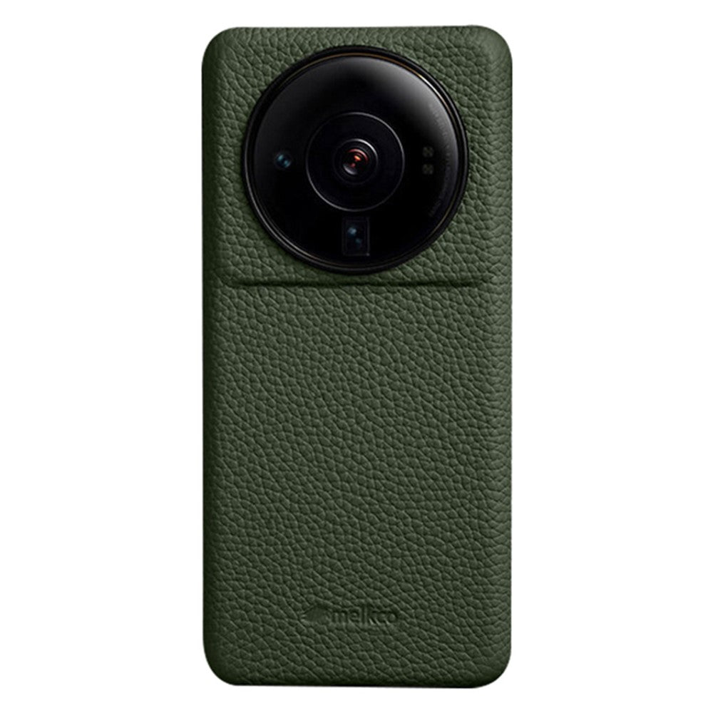 MELKCO Shock-absorbing Cover for Xiaomi 12S Ultra 5G Genuine Cow Leather Coated PC Incomplete Phone Case