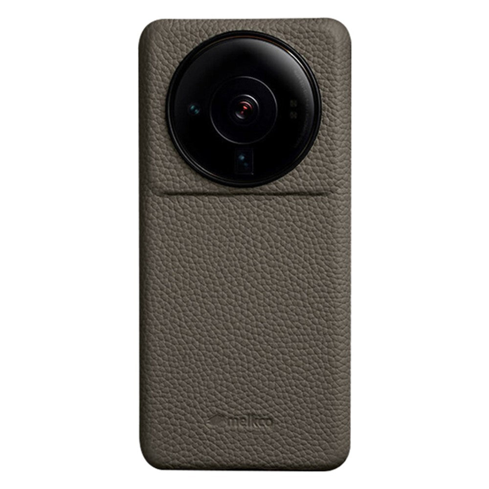 MELKCO Shock-absorbing Cover for Xiaomi 12S Ultra 5G Genuine Cow Leather Coated PC Incomplete Phone Case