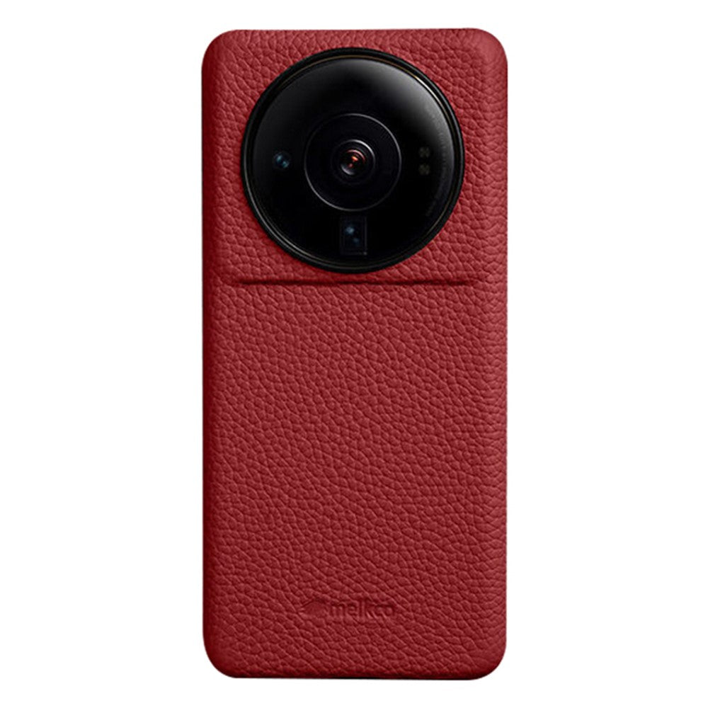 MELKCO Shock-absorbing Cover for Xiaomi 12S Ultra 5G Genuine Cow Leather Coated PC Incomplete Phone Case
