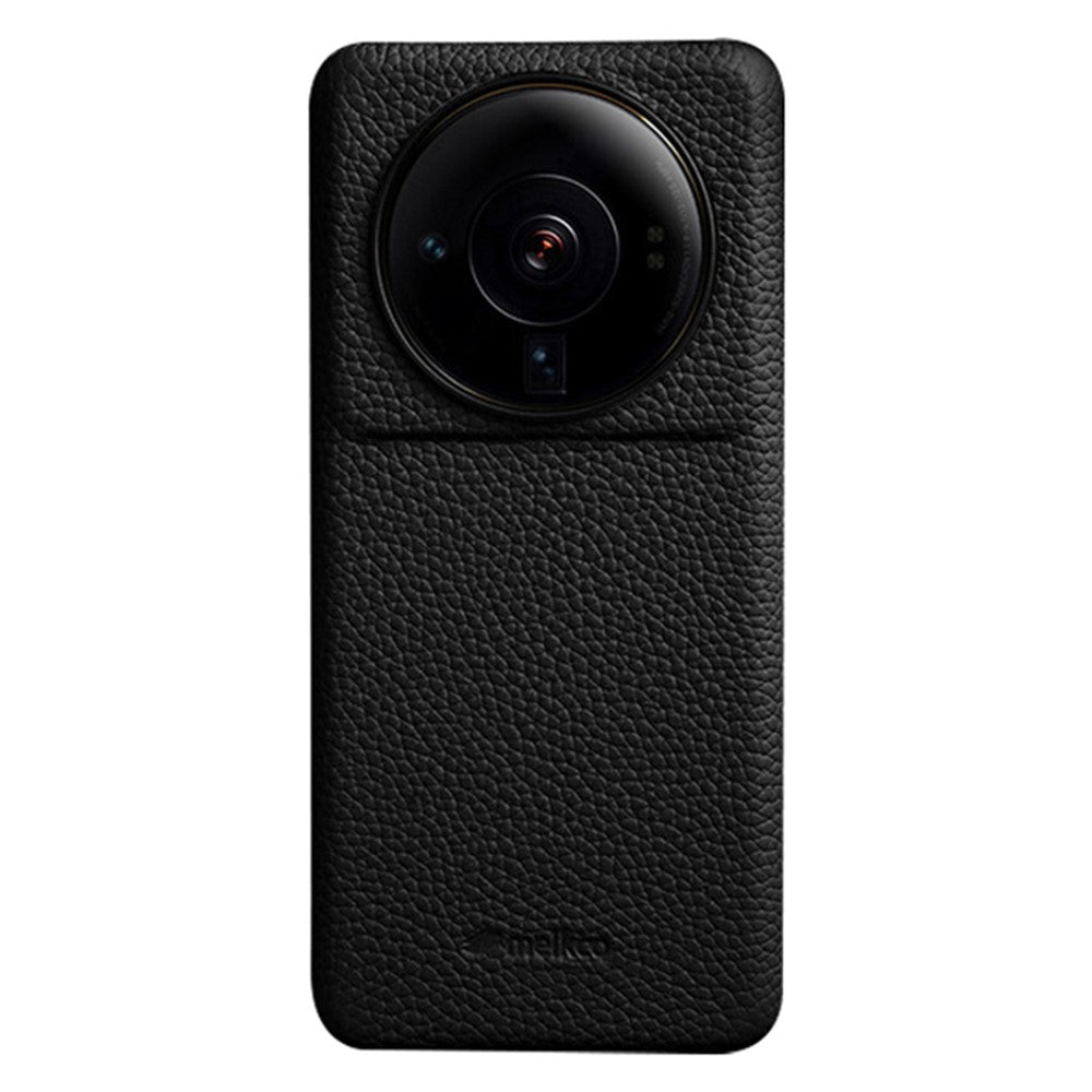 MELKCO Shock-absorbing Cover for Xiaomi 12S Ultra 5G Genuine Cow Leather Coated PC Incomplete Phone Case
