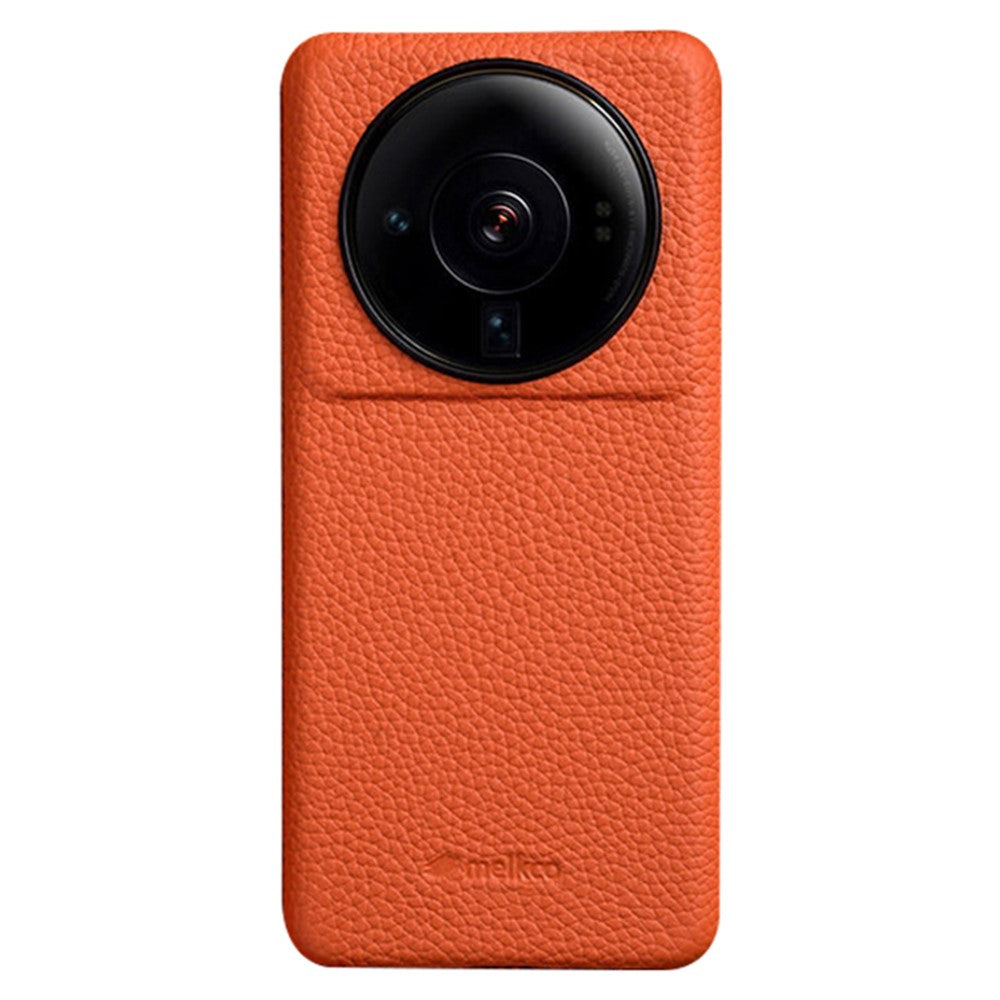 MELKCO Shock-absorbing Cover for Xiaomi 12S Ultra 5G Genuine Cow Leather Coated PC Incomplete Phone Case