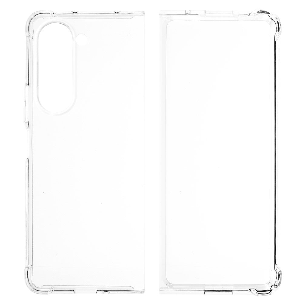 Til Samsung Galaxy Z Fold5 5G Gennemsigtigt Telefoncover Fleksibelt TPU Forsterket Beskyttelsescover med Fire Hjørner