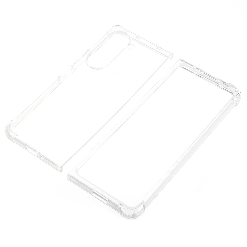 Til Samsung Galaxy Z Fold5 5G Gennemsigtigt Telefoncover Fleksibelt TPU Forsterket Beskyttelsescover med Fire Hjørner