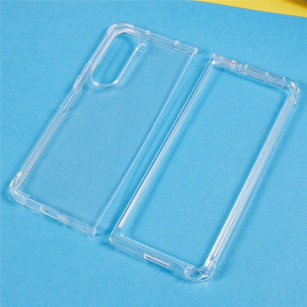Til Samsung Galaxy Z Fold5 5G Gennemsigtigt Telefoncover Fleksibelt TPU Forsterket Beskyttelsescover med Fire Hjørner
