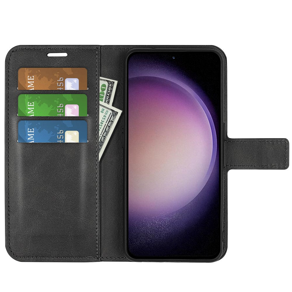 For Samsung Galaxy S23 FE Calf Texture Anti-fall Case PU Leather Wallet Stand Phone Cover