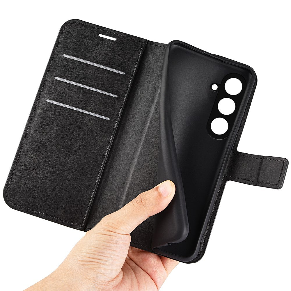 For Samsung Galaxy S23 FE Calf Texture Anti-fall Case PU Leather Wallet Stand Phone Cover