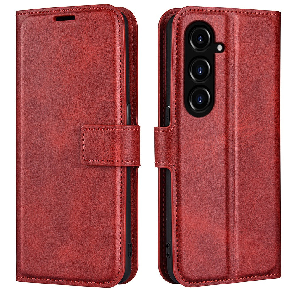 For Samsung Galaxy S23 FE Calf Texture Anti-fall Case PU Leather Wallet Stand Phone Cover