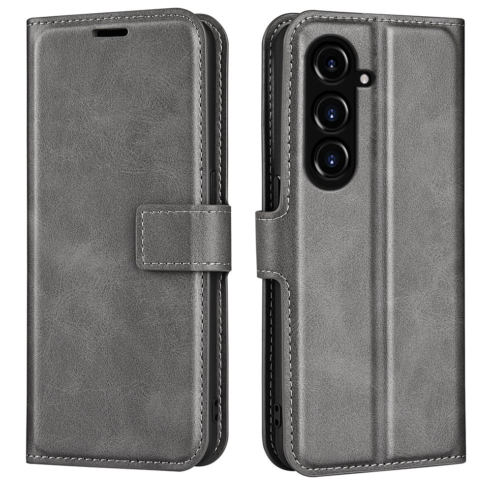 For Samsung Galaxy S23 FE Calf Texture Anti-fall Case PU Leather Wallet Stand Phone Cover