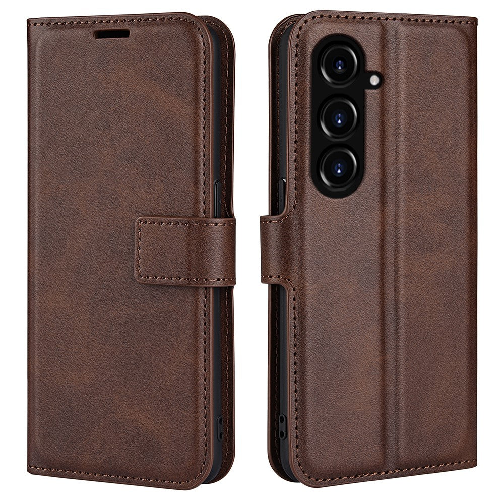 For Samsung Galaxy S23 FE Calf Texture Anti-fall Case PU Leather Wallet Stand Phone Cover
