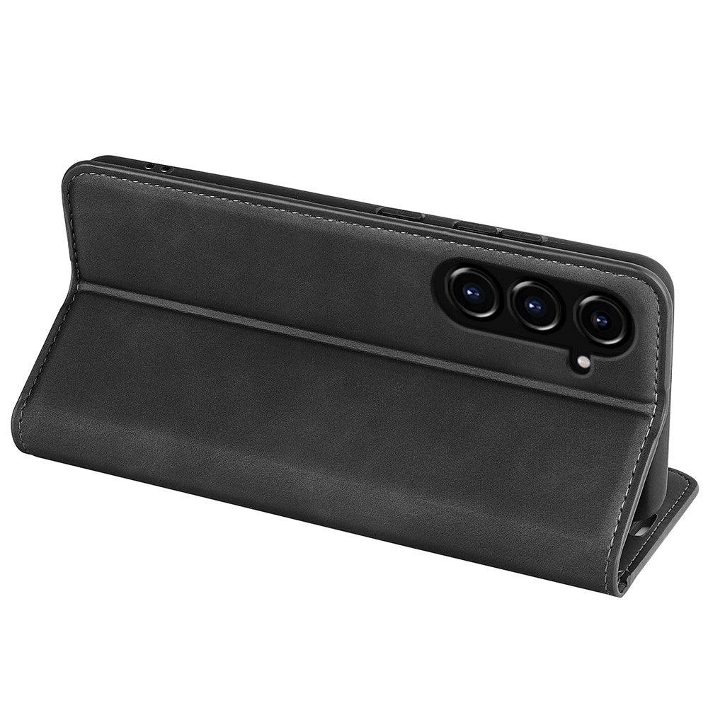 Samsung Galaxy S23 FE PU-läder stativfodral med skin-touch-funktion, plånboksfodral