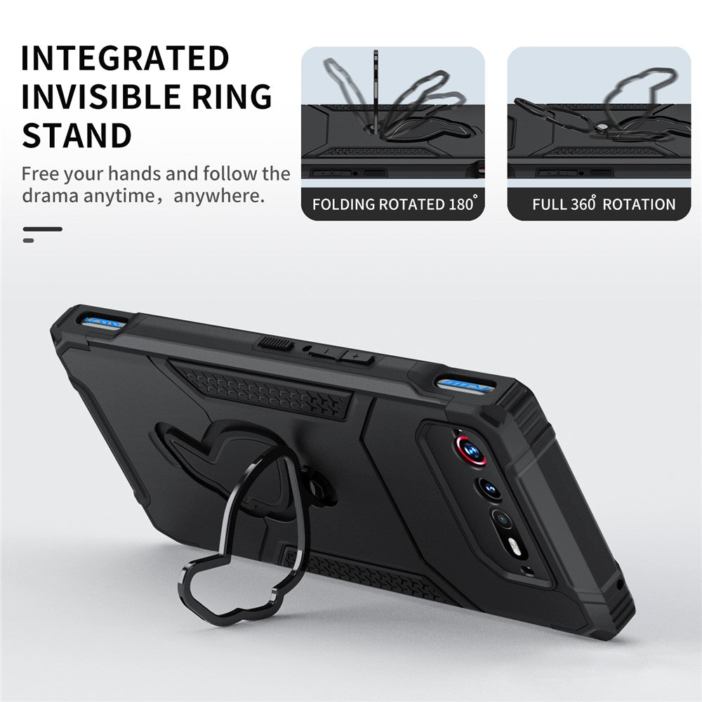 Til Asus ROG Phone 6 5G / ROG Phone 7 5G PC+TPU Telefoncover Anti-skrid Støttefod Telefoncover
