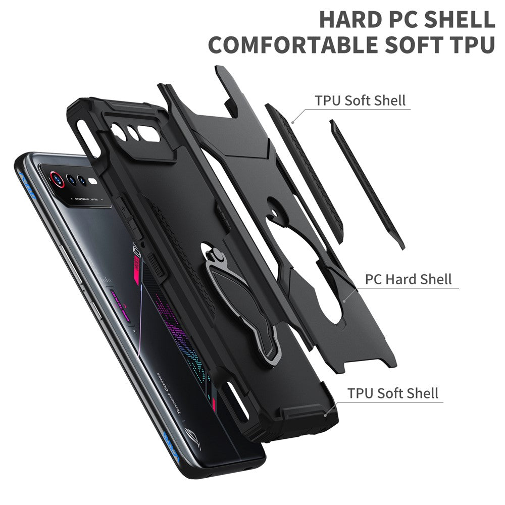Til Asus ROG Phone 6 5G / ROG Phone 7 5G PC+TPU Telefoncover Anti-skrid Støttefod Telefoncover