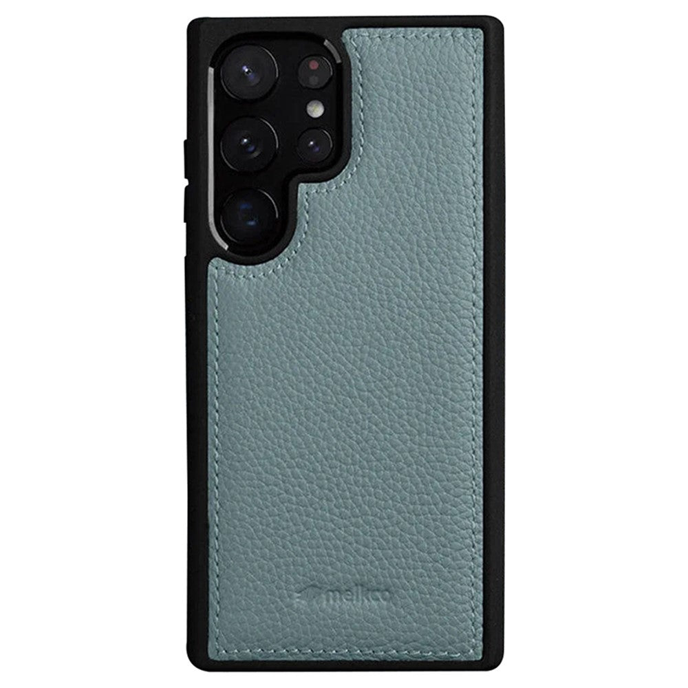 MELKCO för Samsung Galaxy S23 Ultra mobilskal i äkta nötläder med hårt PC-slim