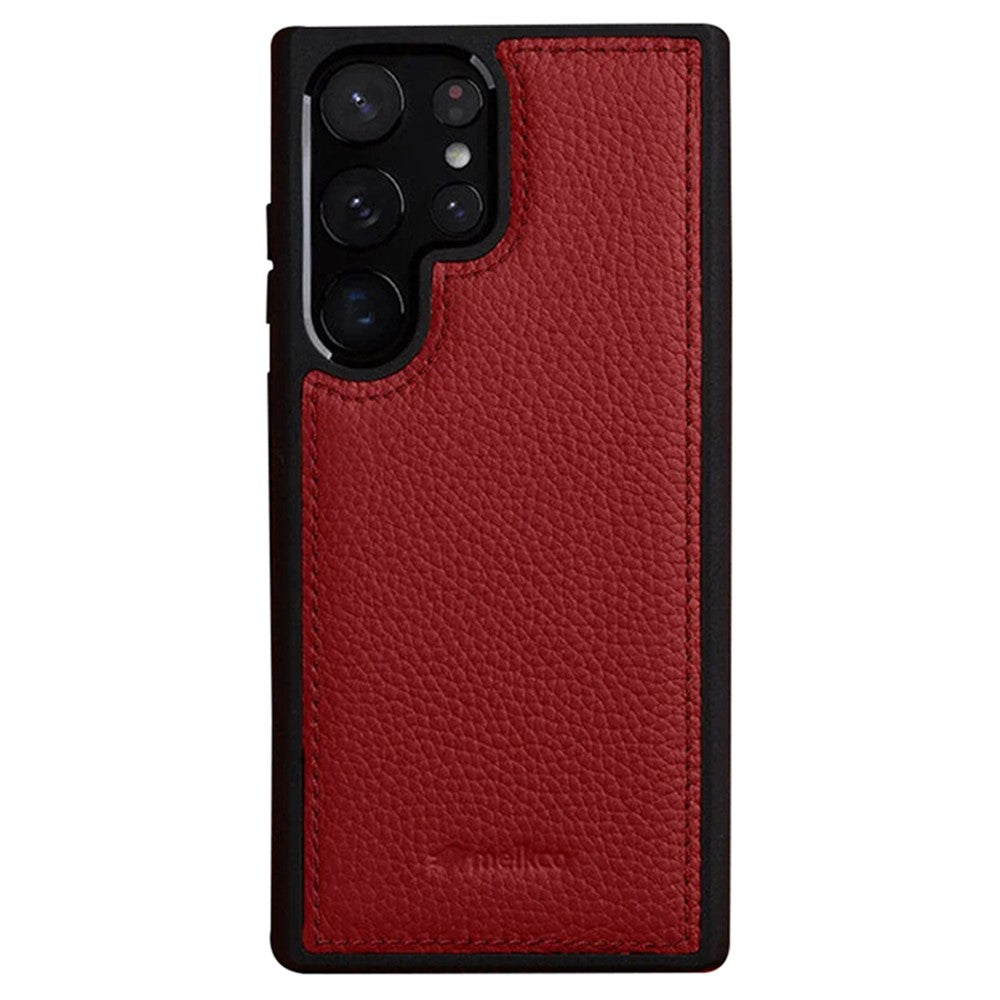 MELKCO för Samsung Galaxy S23 Ultra mobilskal i äkta nötläder med hårt PC-slim