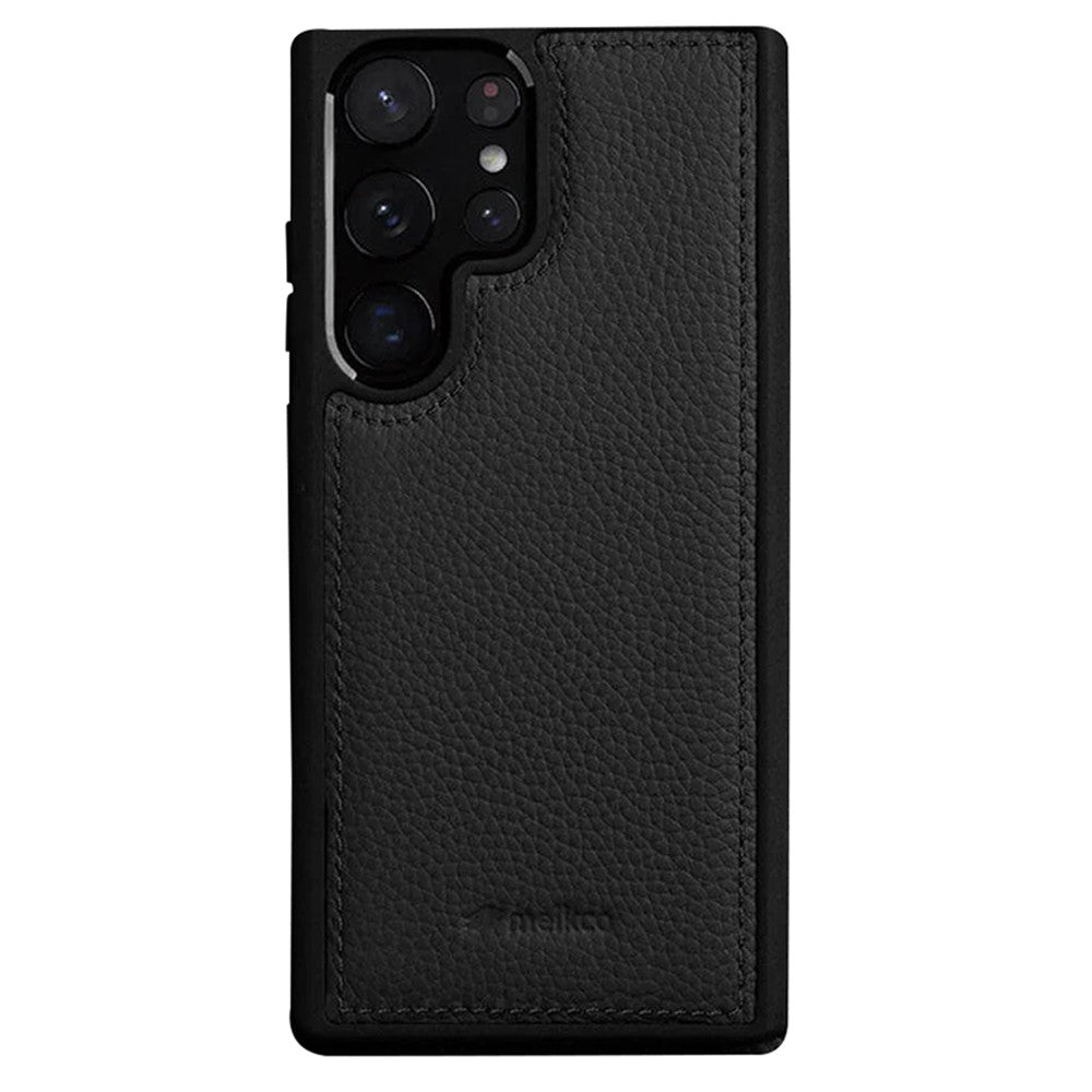 MELKCO för Samsung Galaxy S23 Ultra mobilskal i äkta nötläder med hårt PC-slim