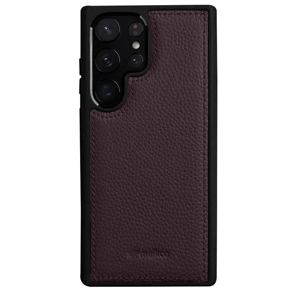 MELKCO för Samsung Galaxy S23 Ultra mobilskal i äkta nötläder med hårt PC-slim