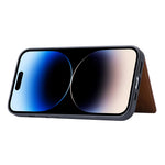 For iPhone 15 Calf Texture Card Holder Kickstand Phone Case PU Leather Coated TPU Anti-fall Cover