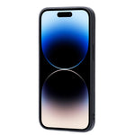 For iPhone 15 Calf Texture Card Holder Kickstand Phone Case PU Leather Coated TPU Anti-fall Cover