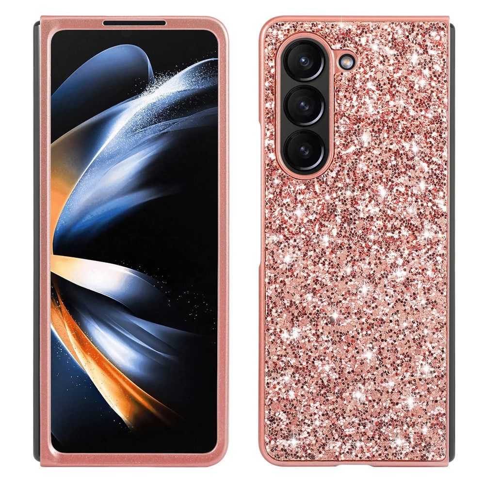 For Samsung Galaxy Z Fold5 5G Glitter Sequins Phone Case Electroplating TPU Frame Hard PC Back Cover