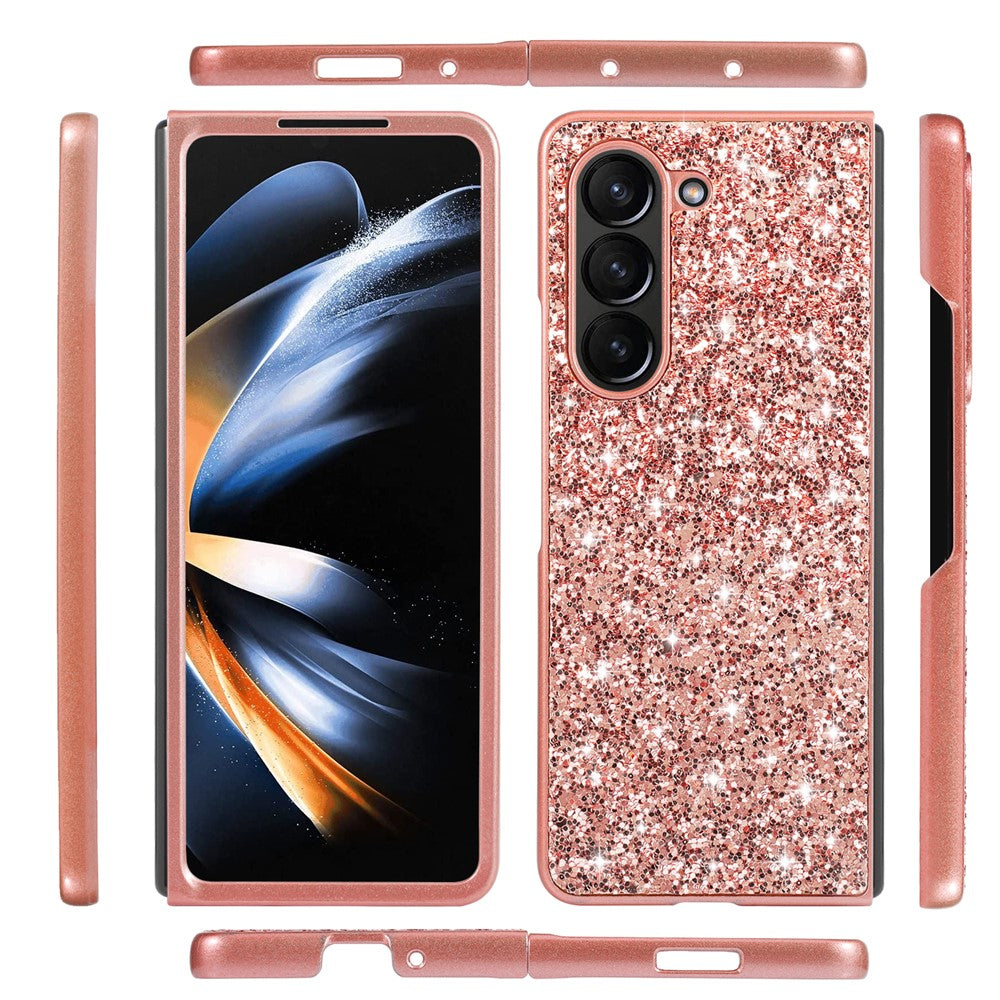 For Samsung Galaxy Z Fold5 5G Glitter Sequins Phone Case Electroplating TPU Frame Hard PC Back Cover